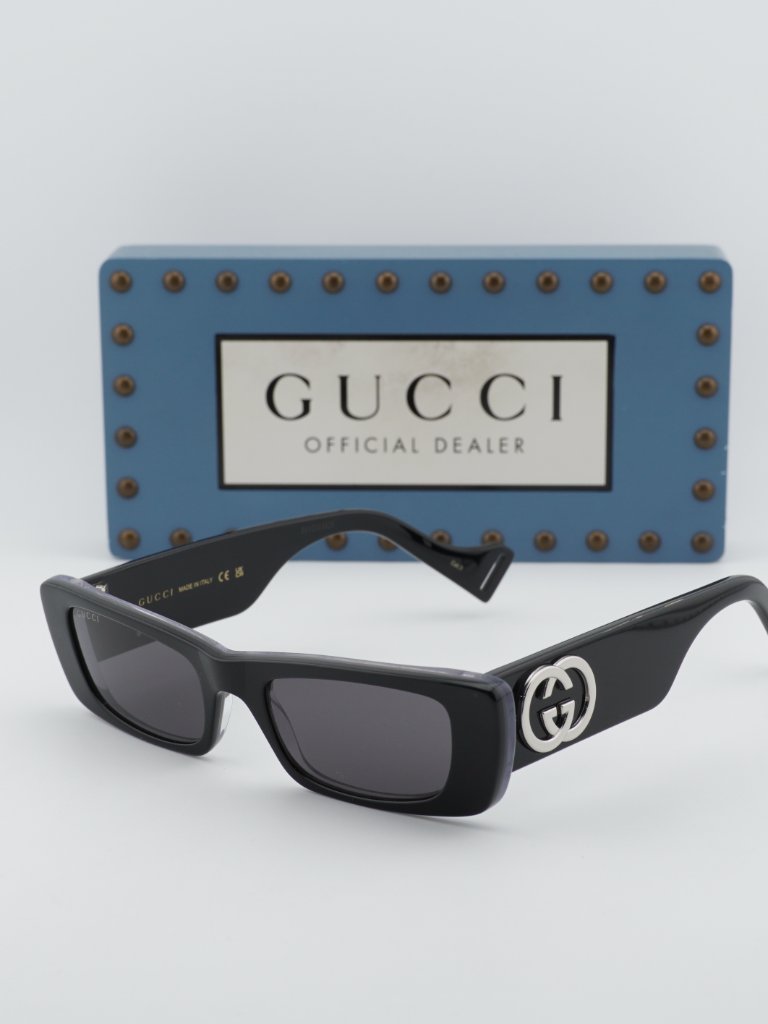 Gucci Gg0516s 018 Rectangle Sunglasses - Black/Grey